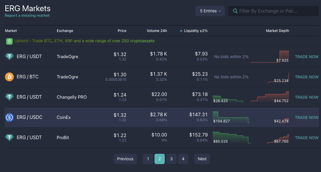 Market Depth Screenshot